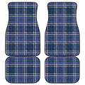 Blue Border Tartan Pattern Print Front and Back Car Floor Mats