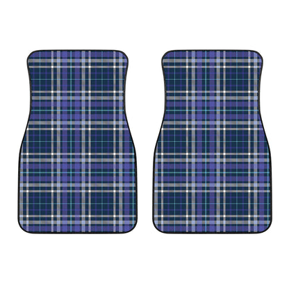 Blue Border Tartan Pattern Print Front Car Floor Mats