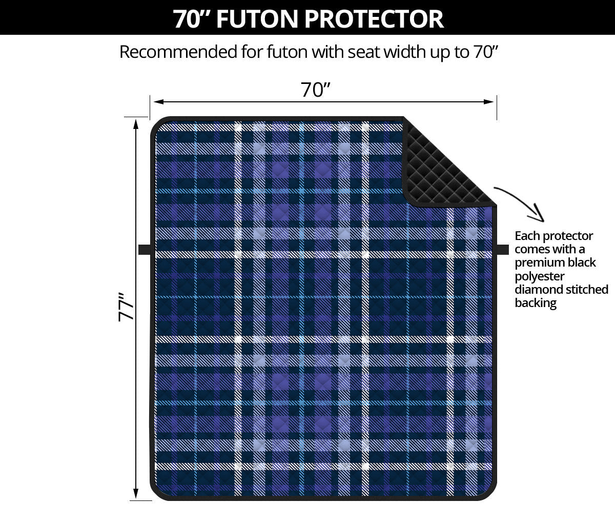 Blue Border Tartan Pattern Print Futon Protector