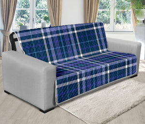 Blue Border Tartan Pattern Print Futon Protector