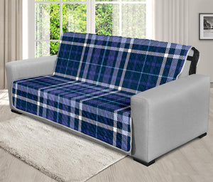 Blue Border Tartan Pattern Print Futon Protector