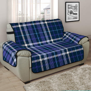 Blue Border Tartan Pattern Print Half Sofa Protector