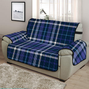 Blue Border Tartan Pattern Print Half Sofa Protector