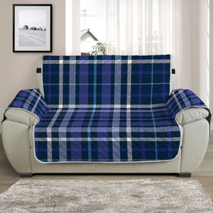 Blue Border Tartan Pattern Print Half Sofa Protector