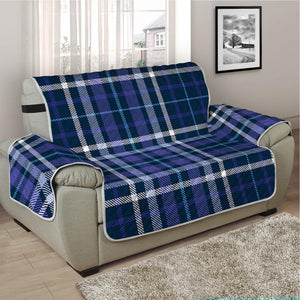 Blue Border Tartan Pattern Print Half Sofa Protector