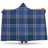 Blue Border Tartan Pattern Print Hooded Blanket