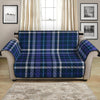 Blue Border Tartan Pattern Print Loveseat Protector