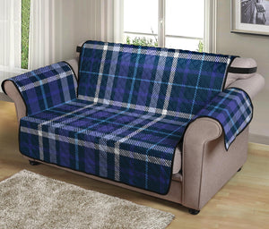 Blue Border Tartan Pattern Print Loveseat Protector