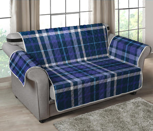 Blue Border Tartan Pattern Print Loveseat Protector