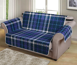 Blue Border Tartan Pattern Print Loveseat Protector