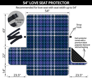 Blue Border Tartan Pattern Print Loveseat Protector