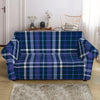 Blue Border Tartan Pattern Print Loveseat Slipcover