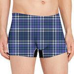 Blue Border Tartan Pattern Print Men's Boxer Briefs