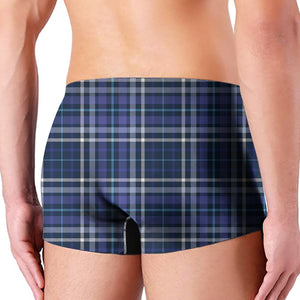 Blue Border Tartan Pattern Print Men's Boxer Briefs