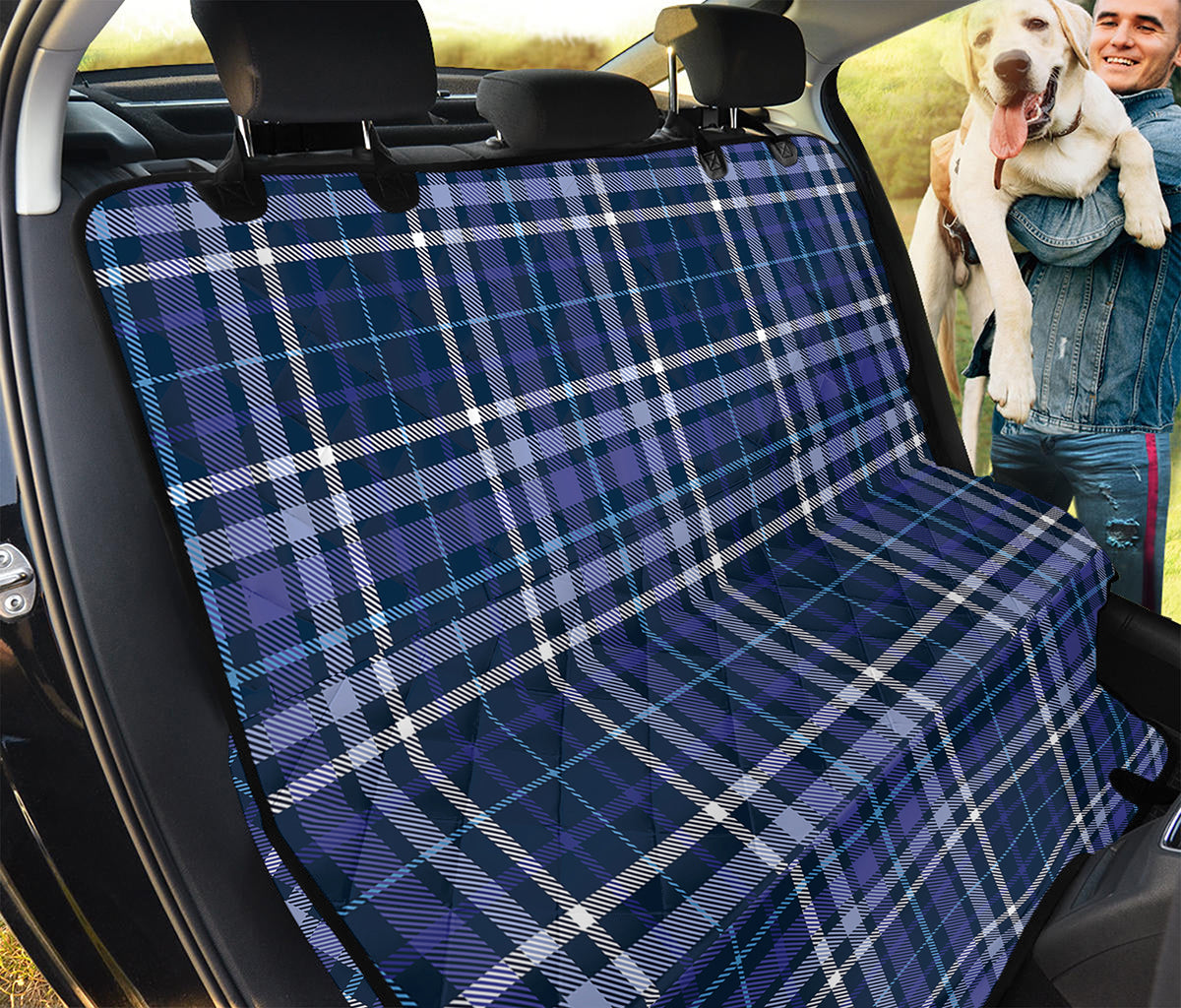 Blue Border Tartan Pattern Print Pet Car Back Seat Cover