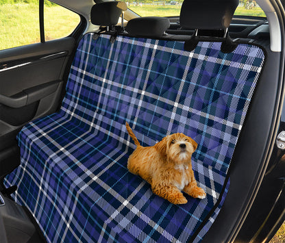 Blue Border Tartan Pattern Print Pet Car Back Seat Cover