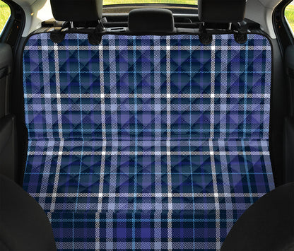 Blue Border Tartan Pattern Print Pet Car Back Seat Cover