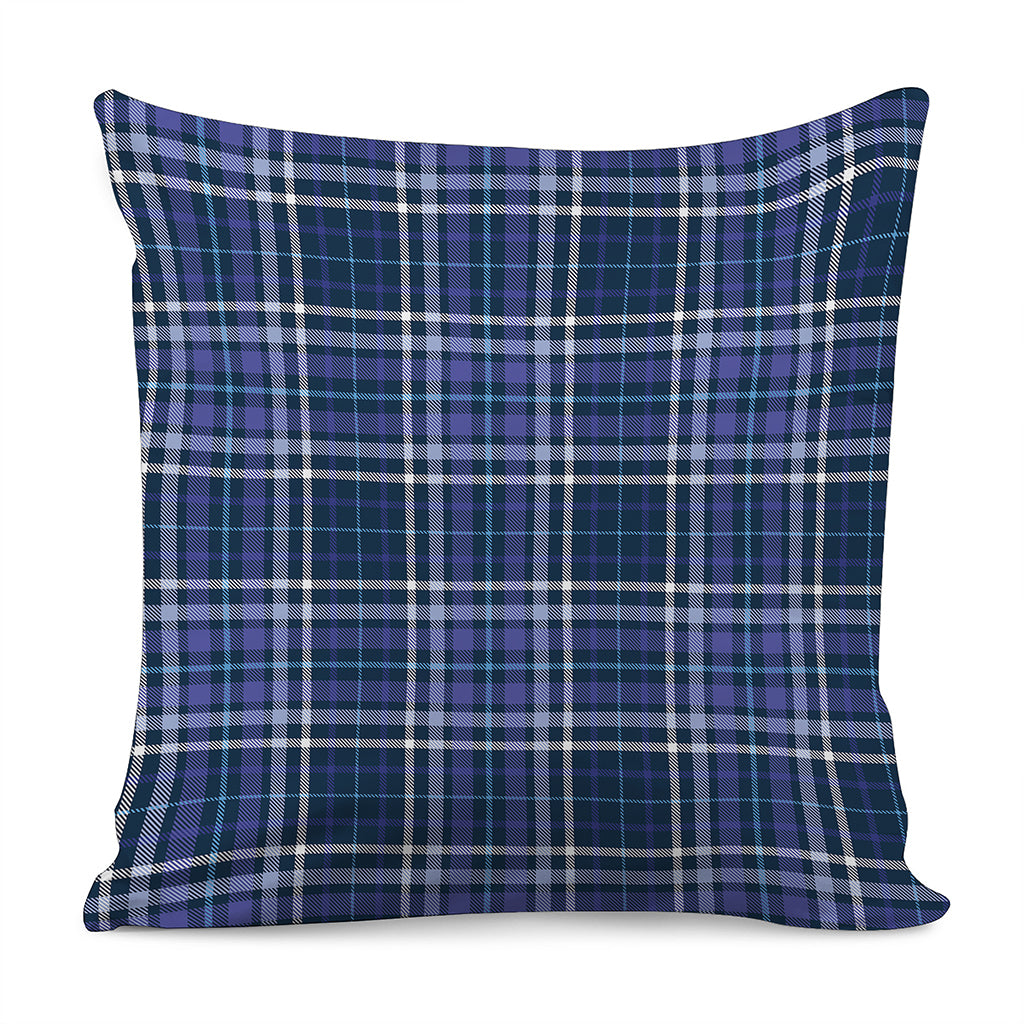 Blue Border Tartan Pattern Print Pillow Cover