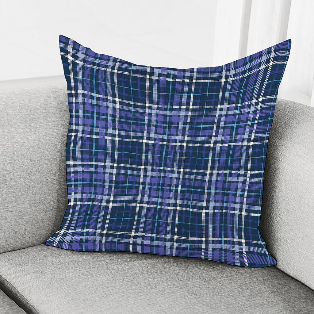 Blue Border Tartan Pattern Print Pillow Cover