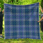 Blue Border Tartan Pattern Print Quilt