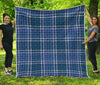 Blue Border Tartan Pattern Print Quilt