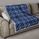 Blue Border Tartan Pattern Print Quilt