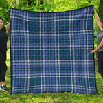 Blue Border Tartan Pattern Print Quilt