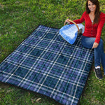 Blue Border Tartan Pattern Print Quilt