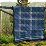 Blue Border Tartan Pattern Print Quilt