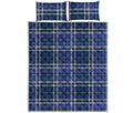 Blue Border Tartan Pattern Print Quilt Bed Set