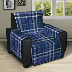 Blue Border Tartan Pattern Print Recliner Protector