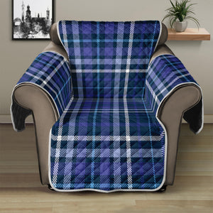 Blue Border Tartan Pattern Print Recliner Protector