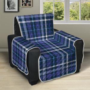 Blue Border Tartan Pattern Print Recliner Protector