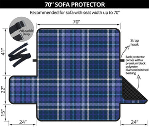 Blue Border Tartan Pattern Print Sofa Protector