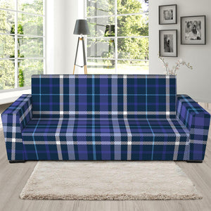 Blue Border Tartan Pattern Print Sofa Slipcover