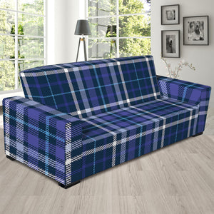 Blue Border Tartan Pattern Print Sofa Slipcover