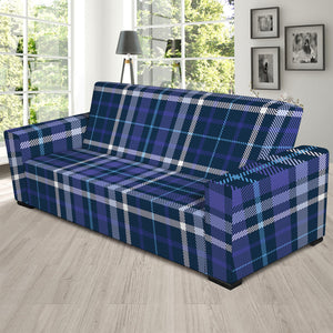 Blue Border Tartan Pattern Print Sofa Slipcover