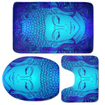 Blue Buddha Print 3 Piece Bath Mat Set