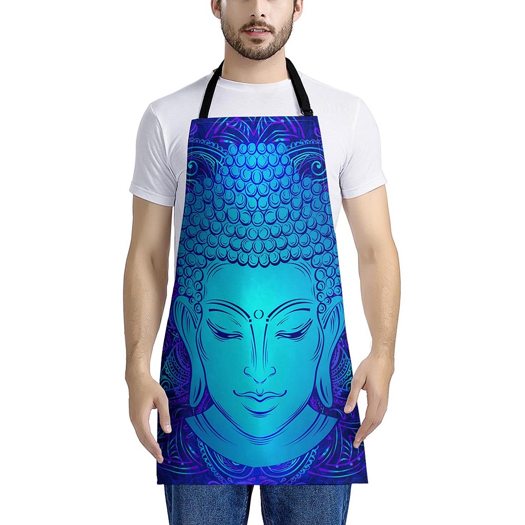 Blue Buddha Print Apron