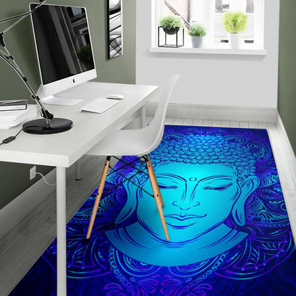 Blue Buddha Print Area Rug GearFrost