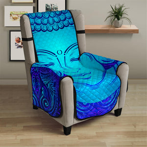 Blue Buddha Print Armchair Protector