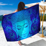 Blue Buddha Print Beach Sarong Wrap