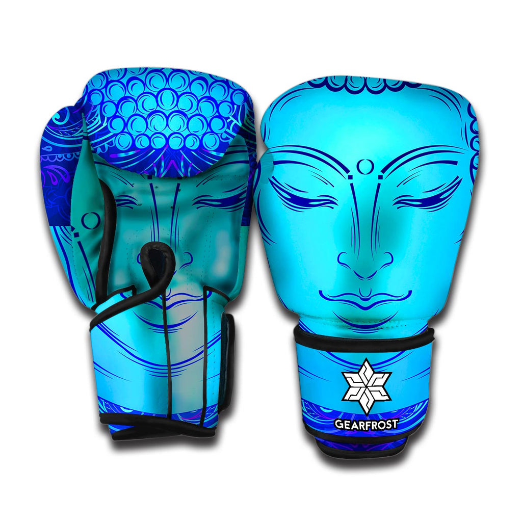 Blue Buddha Print Boxing Gloves