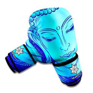 Blue Buddha Print Boxing Gloves