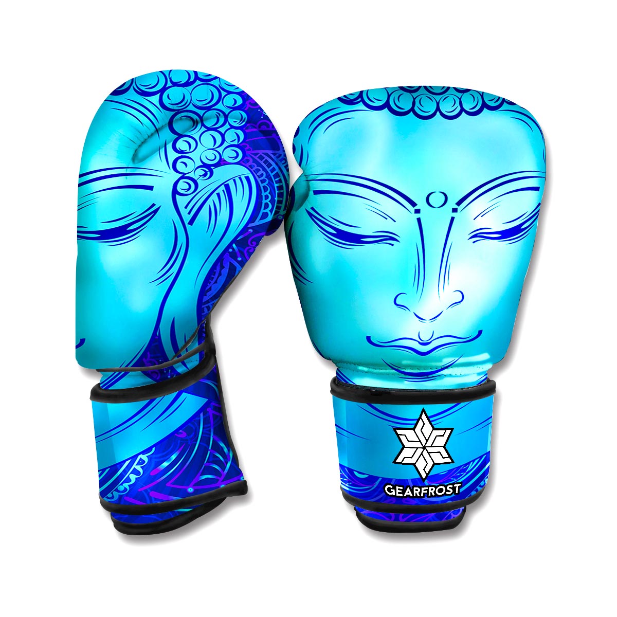 Blue Buddha Print Boxing Gloves