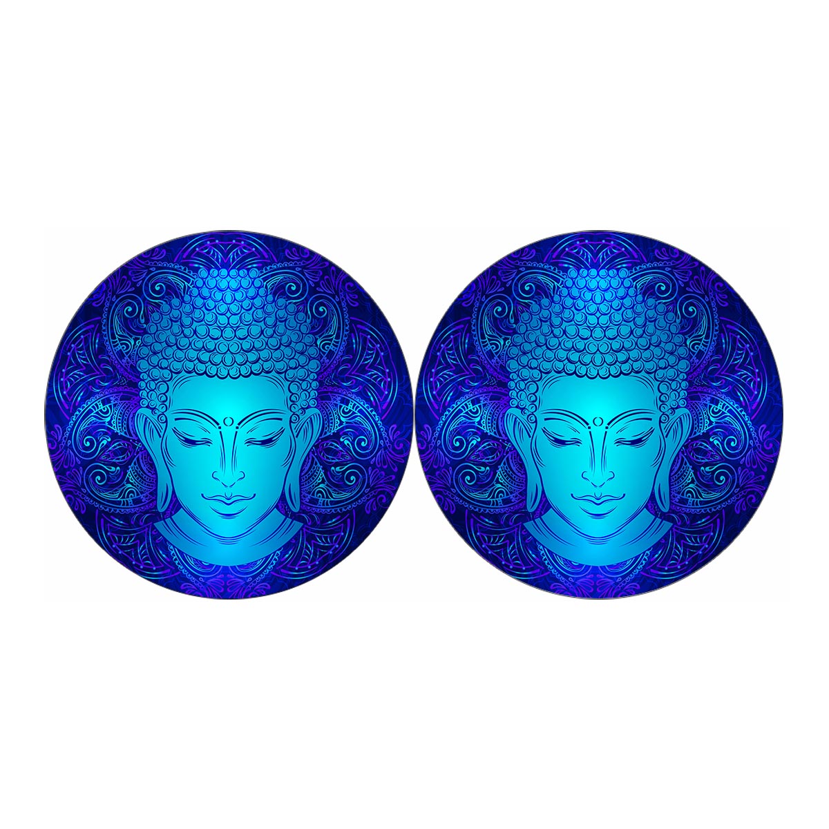 Blue Buddha Print Car Coasters