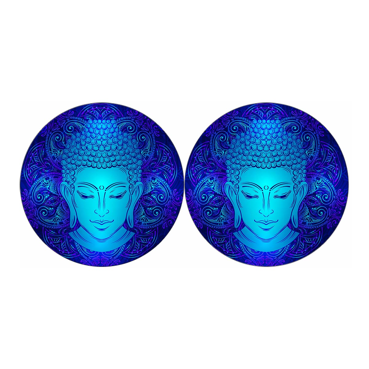 Blue Buddha Print Car Coasters