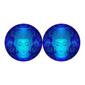 Blue Buddha Print Car Coasters