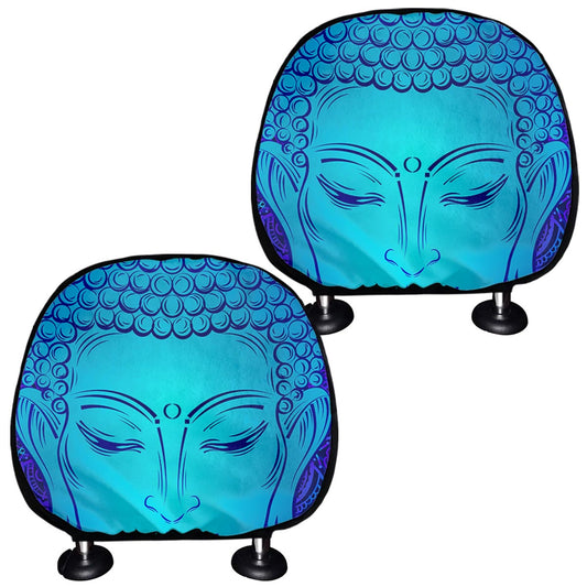 Blue Buddha Print Car Headrest Covers