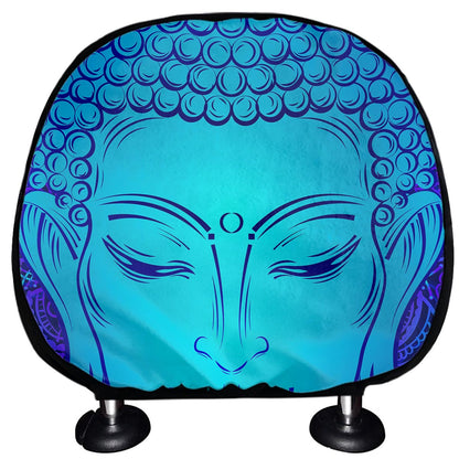 Blue Buddha Print Car Headrest Covers